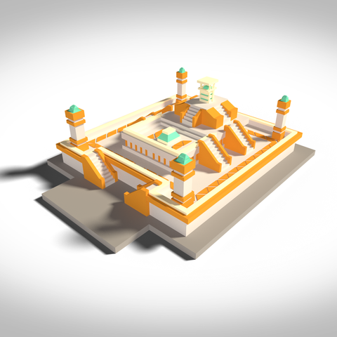 maya temple architecture low poly 3D print model - Mito3D