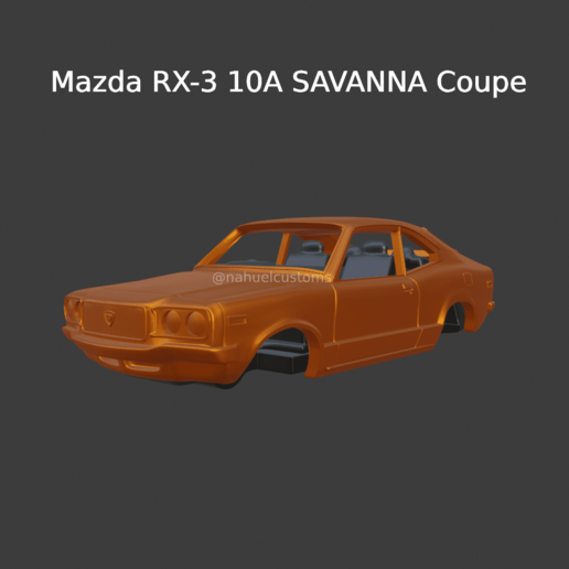 mazda rx 3 10a savana coupé macchina corpo Giappone jdm giocattolo classico retrò design modello figura Vintage pop pressofuso caldo ruote 1 43 32 3D print model - Mito3D