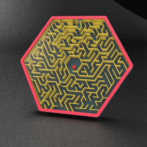 maze hex labyrinth 3 game puzzles easy art color easyprint cool toy ball puzzle skill 3D print model - Mito3D