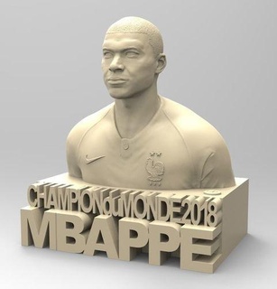 Mbappé busto fútbol campeón 2018 París 3d print model - Mito3D