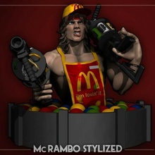 mc Rambo stilisiert Karikatur 3d drucken Modell Sammlerstück McDonald muskulös Stallone Sylvester Berühmtheit komisch einzigartig Thumbnails Figuren 3d print model - Mito3D