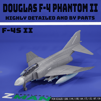 mcdonnel 4s phantom ii 3 1 v2 spiel mcdonnell douglas f4s 4c dc9 51 kämpfer jet flugzeug 200 harz sla fdm zmanora us 3d print model - Mito3D