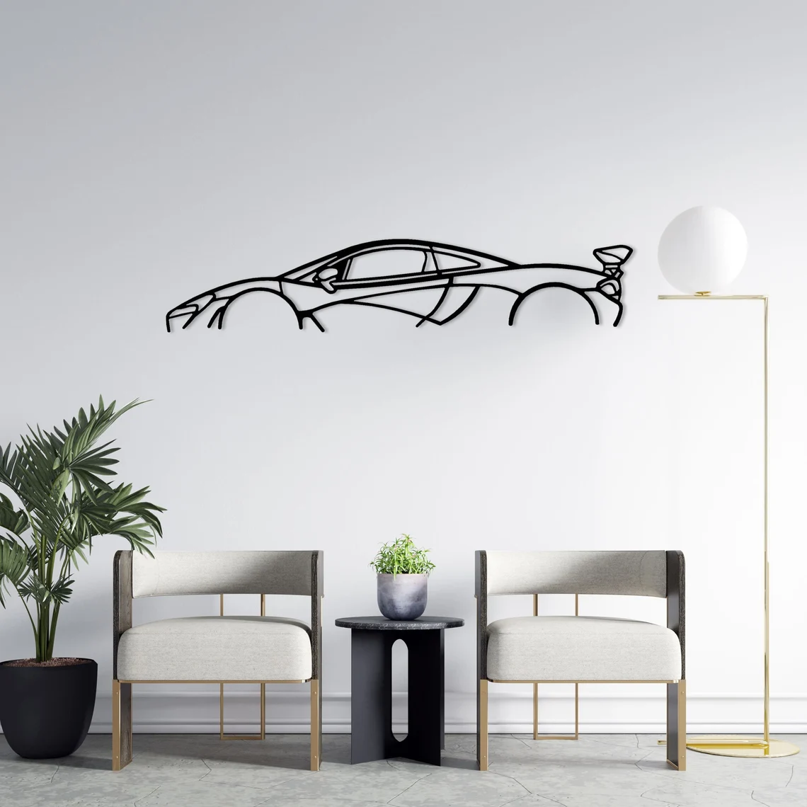 mclaren p1 silhouette Art cars art race sports car racing wall 3D print model - Mito3D