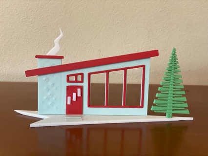 mcm putz casa 1 Navidad pueblo escena mid century moderno 3d print model - Mito3D