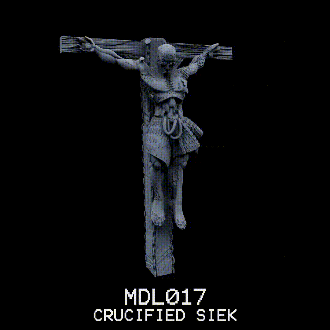mdl017 crucificado doente Cristo crucificação deserto miniatura sci fi escuro modelo mutante tampo mesa masmorras dragões dnd 3D print model - Mito3D