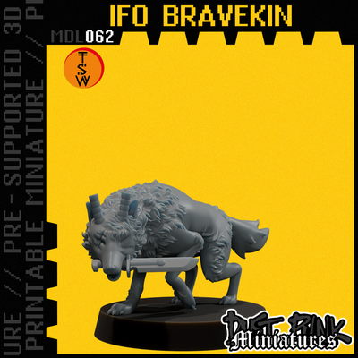 mdl062 culto bravekin pre supported gioco deserto lupo guerriero bestia cacciatore sabbia compagno sci fi coltello camminatore distopico apocalisse grunge cyber utilità tavolo proxy creatura 3d print model - Mito3D