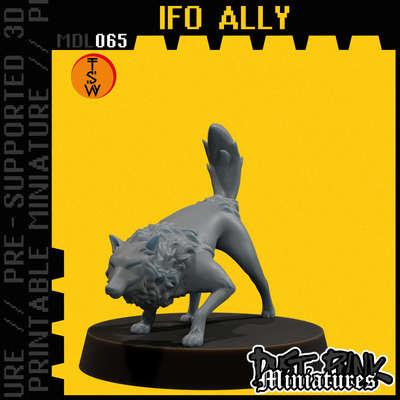 mdl065 culto aliado pre supported juego desierto lobo sabueso bestia cazador compañero paquete sci fi nómada caminante distópico apocalipsis grunge cibernético utilidad mesa apoderado 3d print model - Mito3D