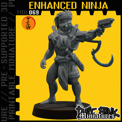 mdl069 migliorata ninja pre supported gioco deserto viaggiatore guerriero combattente cacciatore sabbia polvere sci fi nomade pistola distopico apocalisse grunge cyber utilità tavolo proxy arma 3d print model - Mito3D