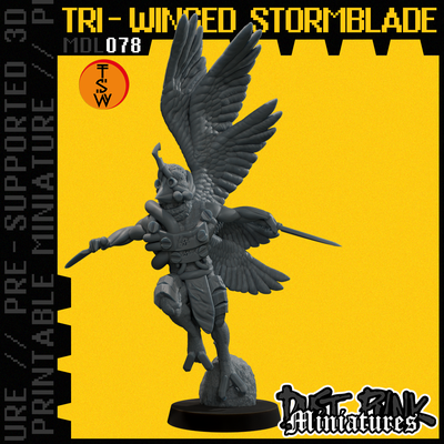 mdl078 tri winged foglie tempesta pre supported gioco deserto viaggiatore guerriero esploratore cacciatore sabbia polvere sci fi nomade camminatore distopico apocalisse bullone ibrido utilità tavolo proxy uccello 3d print model - Mito3D