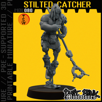 mdl080 artificioso catcher pre supported gioco deserto viaggiatore guerriero esploratore cacciatore sabbia polvere sci fi nomade camminatore distopico apocalisse grunge cyber utilità tavolo proxy trampoli 3d print model - Mito3D