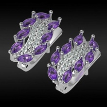 400 bijoux gemme précieux brillant améthyste or silve imprimable bijou sterling boucles d'oreilles femme fille saphir femelle diamant vintag 3d print model - Mito3D