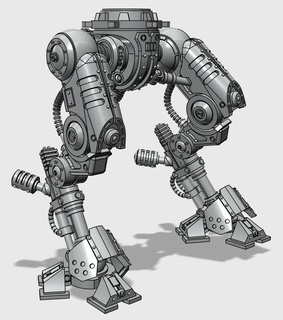 mecha knight retinue biped legs robot mech steampunk sci-fi cyborg martian miniature model 28mm cyberpunk 3d print model - Mito3D