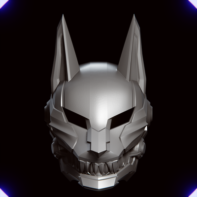 mecha lobo máscara casco versión 1 moda cosplay arte animal perro kitsune zorro japonés cibernético punk 3d print model - Mito3D