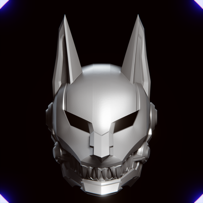 mecha lobo mascarar capacete versão 2 moda cosplay arte animal cão kitsune raposa japonês cibernético punk 3d print model - Mito3D