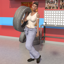 mechanic woman tire  car wash girls soap tube bucket  mechanical woman tire