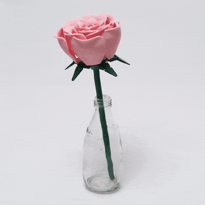 mécanique articulé rose fleur articuler valentines bouquet rouge cadeau l'amour vase anniversaire pétales sympathie feuille plante mères journée forme micro 3d print model - Mito3D