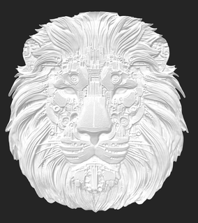 mechanical lion head wall art high detail 3d stl model Art mech print resin badge logo symbol sign magnet keychain 3d print model - Mito3D