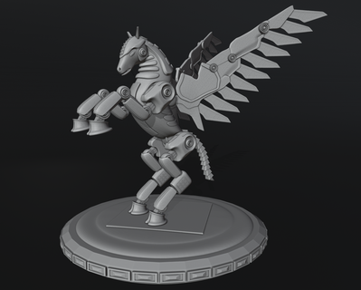 mechanical pegasus armor mecha robot droid horse creature myth wings beast animal toy fantasy sculpture figurine miniature printable decoration art 3d print model - Mito3D