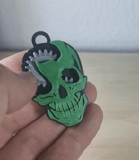 mechanical skull keychain fidget spur gear key chain movable toy pocket skeleton 3d print model - Mito3D