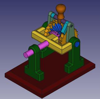 mecânico guincho engrenagem pully polia tração mecanismo 3d print model - Mito3D