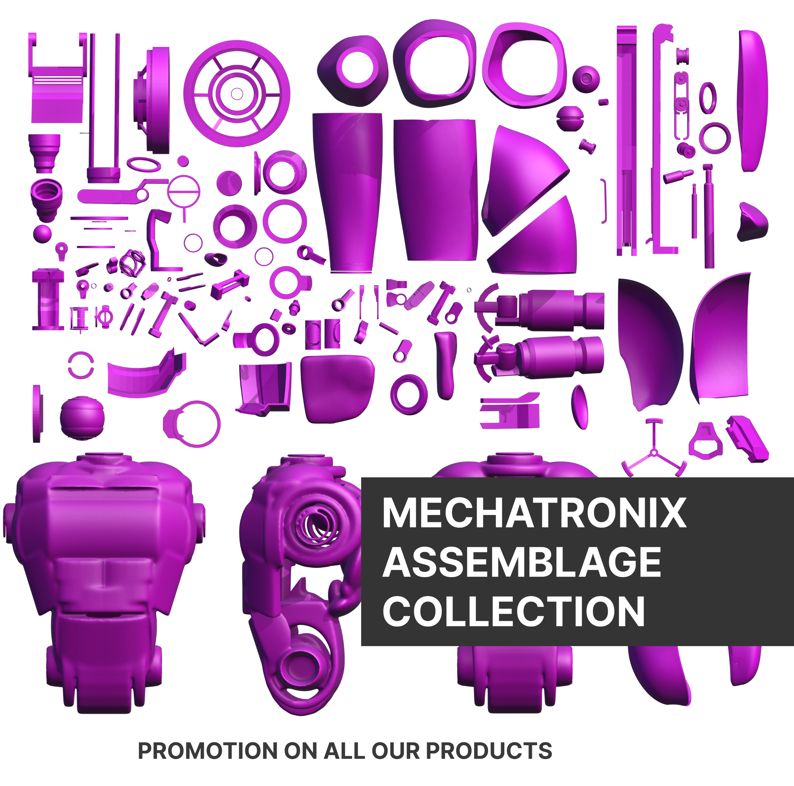 mechatronix assembly collection tools cyborg automaton mechanical components customization assortment innovation manufacturing versatility precision engineering variety personalized design creative construction high-quality parts customizable options cybernetics robotics interchangeable modular 3D print model - Mito3D