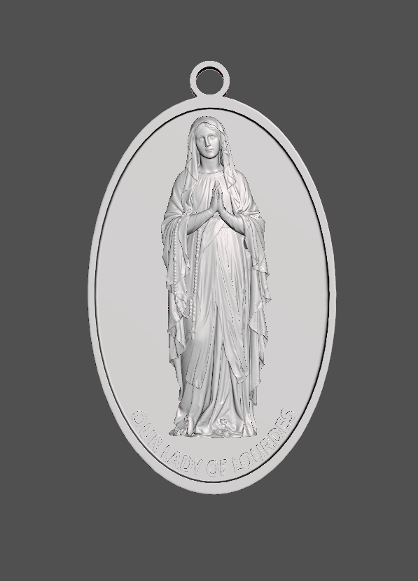 medaille of lourdes harz medailla resina kunst virgen 3D print model - Mito3D