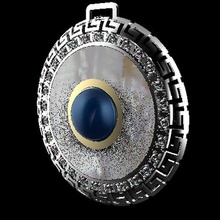 medalha pérola diamante prata ouro 3d jóia colar Centro Swarovsky mulher joalheria 3d print model - Mito3D