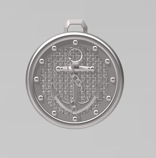medallion anchor pendant jewel necklace marine 3d print model - Mito3D