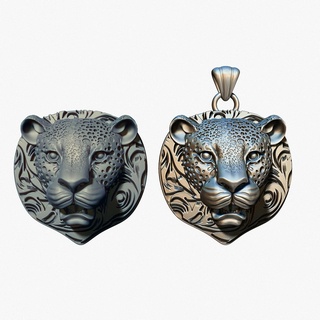 médaillon jaguar fonderie bars chat léopard gros pendentif coulomb bijoux bijou Collier imprimable broche plaque bas relief 3d print model - Mito3D
