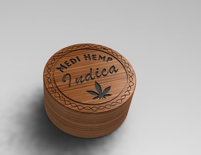medi hemp box weed container 3d printed cigar vintage style wood pla customizable home decor herb storage gift idea diy cannabis accessories marijuana smell-proof lockable secret compartment personalized 3d print model - Mito3D