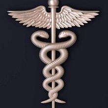 medical symbol art caduceus health snake pharmacy sign logo medicine 3d print model - Mito3D