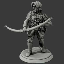 medieval archer longbowman 28mm miniature infantry sallet gambeson english foot soldier tabletop model 3d print model - Mito3D