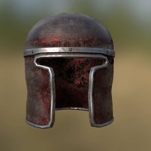medieval barbute helmet game nordic helm asset game-ready pbr low poly horns viking 3d print model - Mito3D
