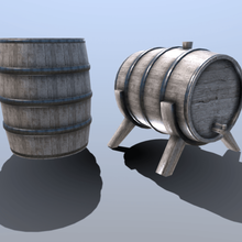medieval barrel set game tavern asset ready weapon pub low poly tudor fantasy 3d print model - Mito3D