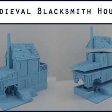 medieval blacksmith house - tabletop gaming architecture 3d printable 40k terrain scenery building fantasy hose connector scatter rpg town village wargame wargaming buildings structures 3d print model - Mito3D