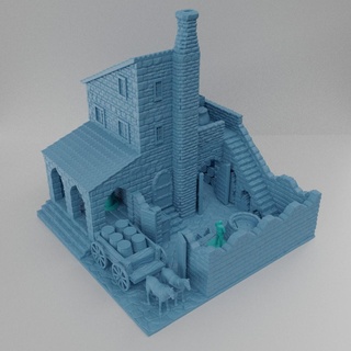 medieval brewery 28 mm tabletop terrain Architecture rpg dnd house supportfree old stone beer store structure playable interior modular 28mm 25mm 15mm wargame 3d print model - Mito3D