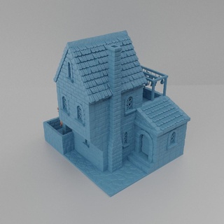 medieval butcher 28 mm tabletop terrain Architecture rpg dnd house supportfree old stone market meat structure playable interior modular 28mm 25mm 15mm wargame 3d print model - Mito3D