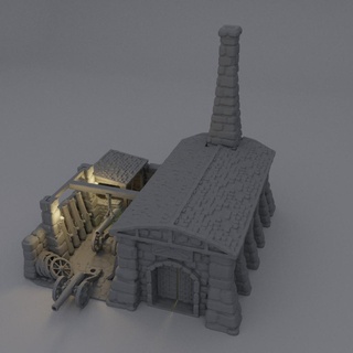 medieval cannon forge 28 mm tabletop terrain rpg dnd house supportfree old stone foundry structure playable interior modular 28mm 25mm 15mm wargame 3d print model - Mito3D