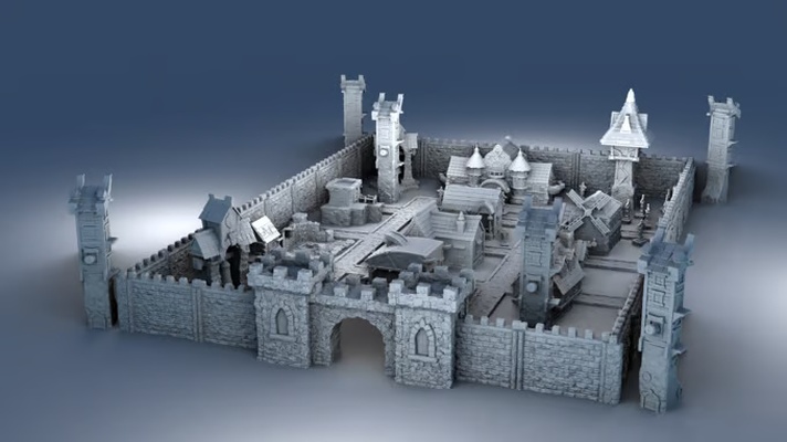 medieval castle diorama - entire collection architecture train tower greenhouse tabletop d&d miniatures war anime keychain 40 hammer wall 3d print model - Mito3D