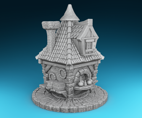 medieval castillo diorama pociones tienda arquitectura entrenar torre invernadero mesa d miniaturas guerra anime llavero 40 martillo pared 3d print model - Mito3D