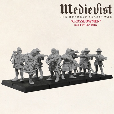 mittelalterlich armbrustschützen mitte 14th jahrhundert spiel kriegsspiel wargaming tischplatte hundert krieg crosbow mittelalter stl 3d drucken drucker 30mm 3d print model - Mito3D