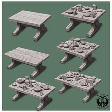 medievale cenare tavoli tavolo terreno gioco ruolo esploratore dungeon draghi Giochi miniature 28mm oggetti scena 3d print model - Mito3D