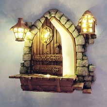 medieval puerta ligero arquitectura lámpara Arte decoración juguete hada casa portón linterna 3d print model - Mito3D