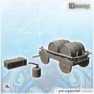 medieval equipment set cart crate axe 1 - gothic feudal archaic saga 28mm 15mm Architecture building architecture tabletop miniatures scenery wargame game terrain house accessories middle age dark rose war traditionnal fantasy european village 3d print model - Mito3D