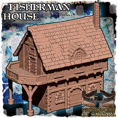 médiéval fantaisie pêcheur maison jeu dnd miniature givre mordheim donjons dragons résine base présupporté 3d print model - Mito3D