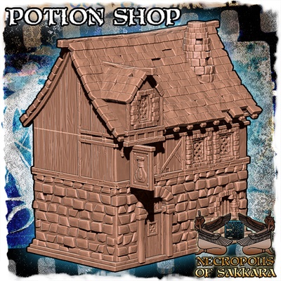 medieval fantasia poção comerciante compras jogos dnd miniatura frostgrave mordheim masmorras dragões resina base pré suportado 3d print model - Mito3D