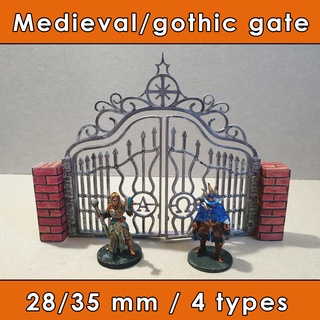 medieval portão ferro fantasia cavaleiro antigo monumento cemitério arquitetura escultura estátua castelo cerca construção grave arquitetônico porta 3d print model - Mito3D