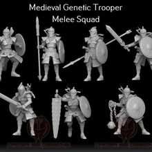 medieval genetic trooper melee squad - legion scale star wars fantasy dnd dungeons and dragons miniatures wargaming tabletop warhammer song of fire ice clone 3d print model - Mito3D