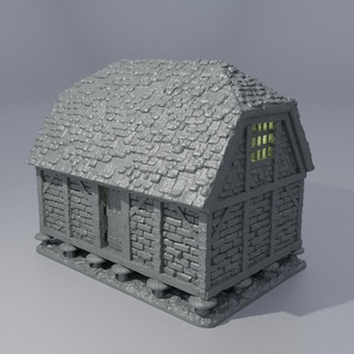 medieval granary 28 mm tabletop terrain granary tabletop rpg dnd town medieval supportfree old stone store structure playable interior modular 28mm 25mm 15mm terrain wargame  3d print model - Mito3D