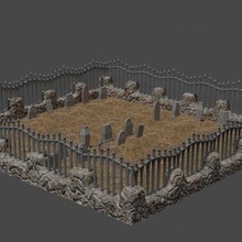 medieval graveyard small architecture 3dprintable building cemetery dnd prop grave nosupport stone tabletop gaming tomb village buildings structures 3d print model - Mito3D